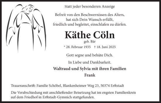 Anzeige von Käthe Cöln von  Werbepost 