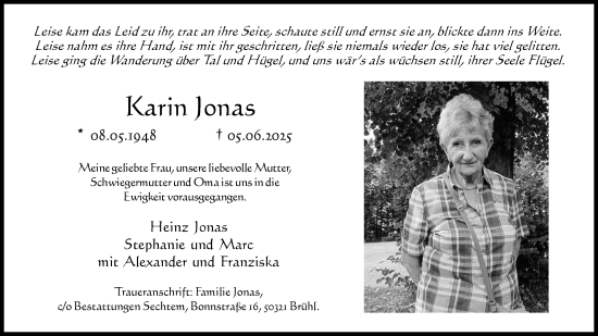 Anzeige von Karin Jonas von Kölner Stadt-Anzeiger / Kölnische Rundschau / Express