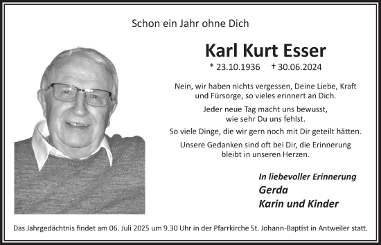 Anzeige von Karl Kurt Esser von  Blickpunkt Euskirchen 