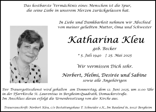 Anzeige von Katharina Kleu von  Werbepost 