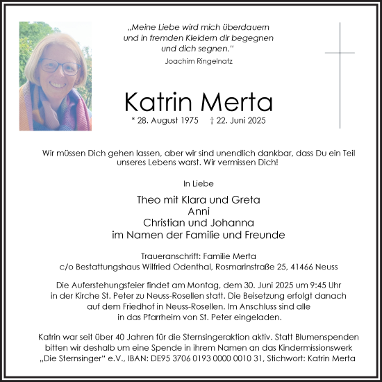 Anzeige von Katrin Merta von Kölner Stadt-Anzeiger / Kölnische Rundschau / Express
