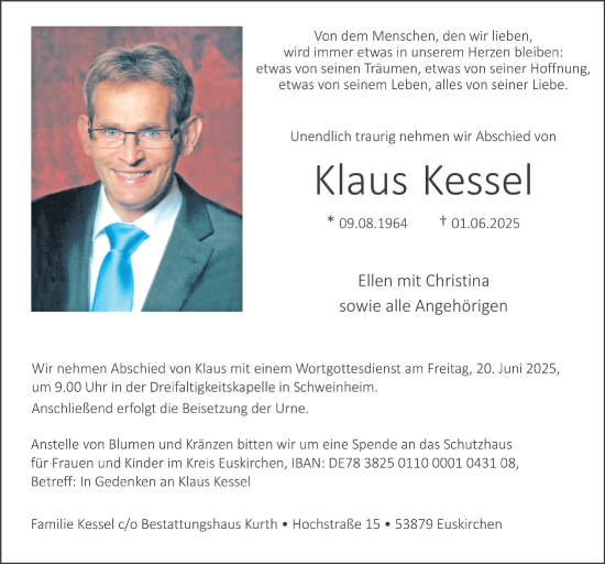 Anzeige von Klaus Kessel von  Blickpunkt Euskirchen 