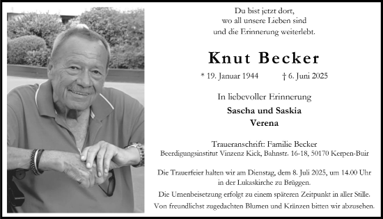 Anzeige von Knut Becker von  Werbepost 