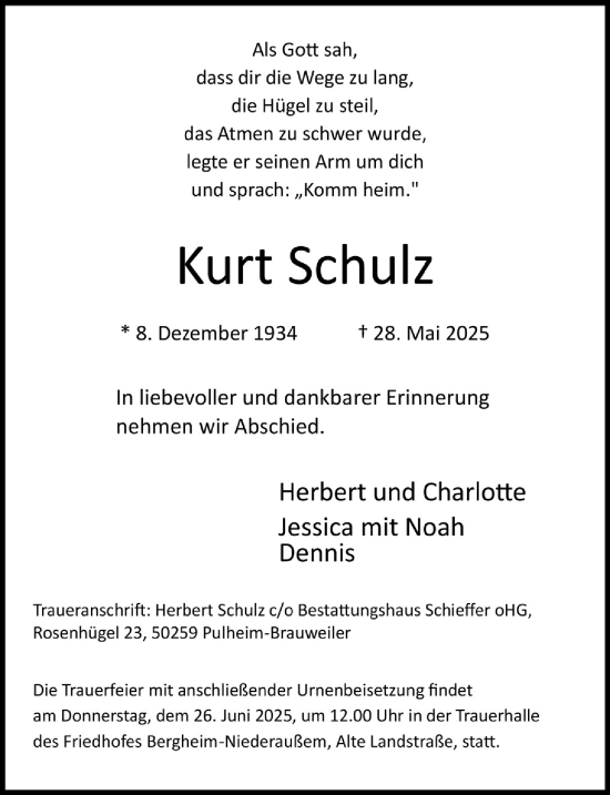 Anzeige von Kurt Schulz von  Werbepost 
