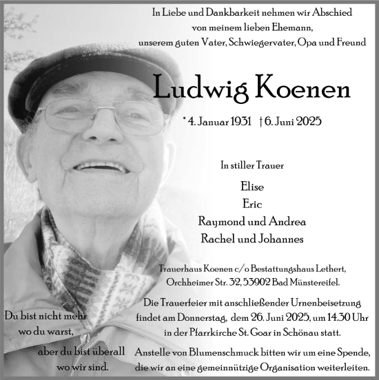 Anzeige von Ludwig Koenen von  Blickpunkt Euskirchen 
