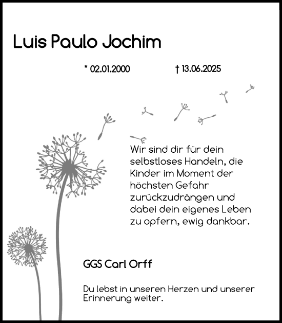 Anzeige von Luis Paulo Jochim von Kölner Stadt-Anzeiger / Kölnische Rundschau / Express