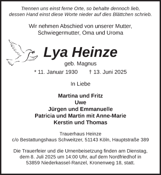 Anzeige von Lya Heinze von  EXPRESS - Die Woche 