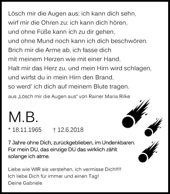 Anzeige von M. B. von Kölner Stadt-Anzeiger / Kölnische Rundschau / Express