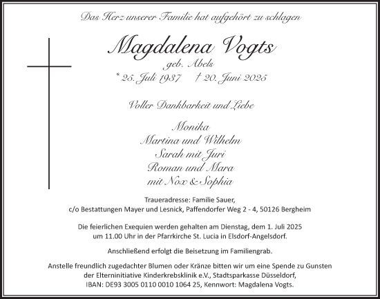 Anzeige von Magdalena Vogts von  Werbepost 