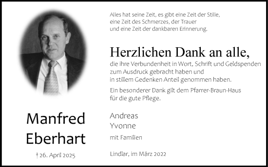Anzeige von Manfred Eberhart von Kölner Stadt-Anzeiger / Kölnische Rundschau / Express