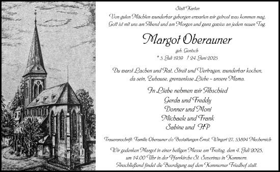Anzeige von Margot Oberauner von  Blickpunkt Euskirchen 