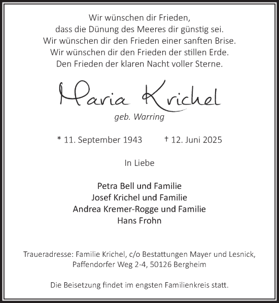 Anzeige von Maria Krichel von  Werbepost 