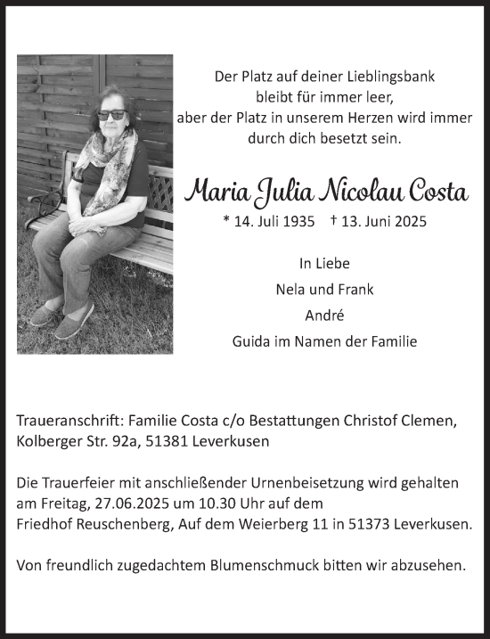 Anzeige von Maria Julia Nicolau Costa von  Lokale Informationen 