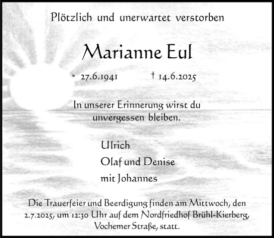 Anzeige von Marianne Eul von  Schlossbote/Werbekurier 