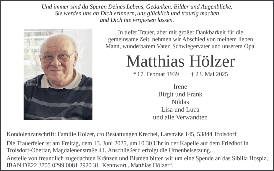 Anzeige von Matthias Hölzer von Kölner Stadt-Anzeiger / Kölnische Rundschau / Express