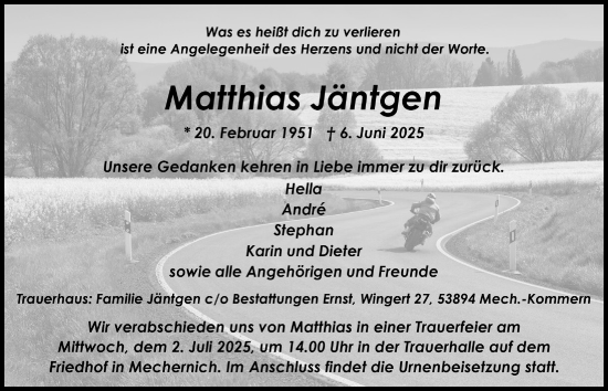 Anzeige von Matthias Jäntgen von  Blickpunkt Euskirchen 