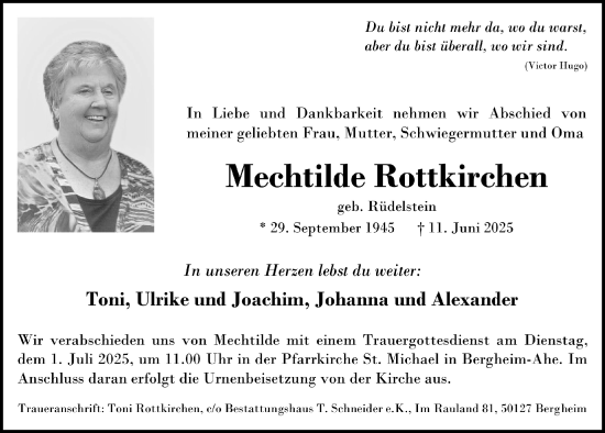 Anzeige von Mechtilde Rottkirchen von  Werbepost 
