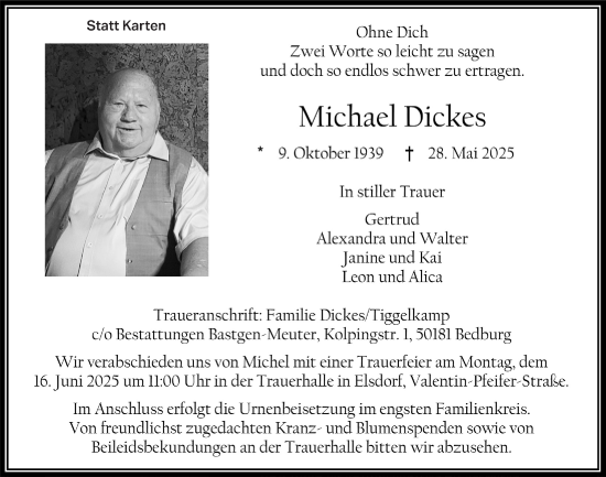 Anzeige von Michael Dickes von  Werbepost 