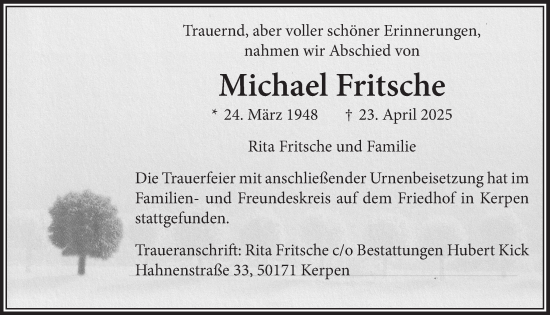 Anzeige von Michael Fritsche von  Werbepost 