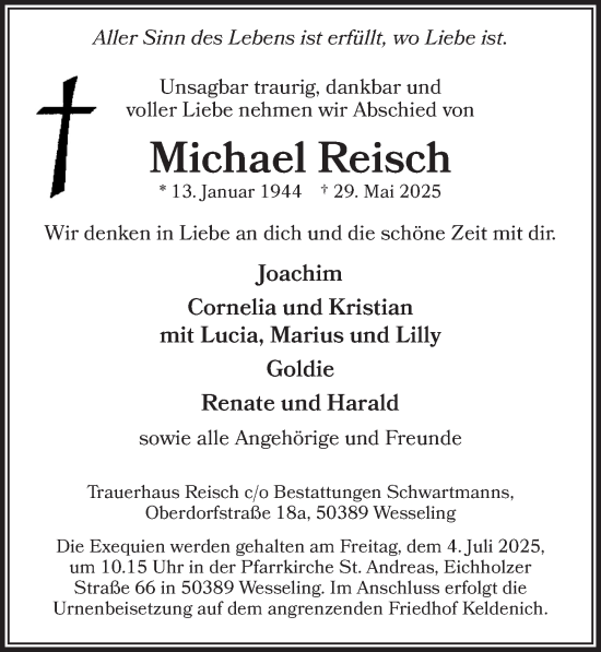 Anzeige von Michael Reisch von  Schlossbote/Werbekurier 