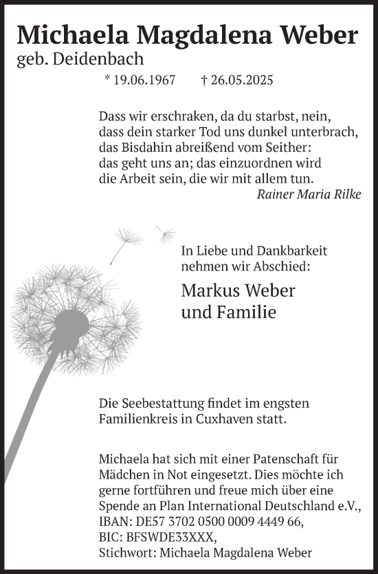 Anzeige von Michaela Magdalena Weber von  Schlossbote/Werbekurier 
