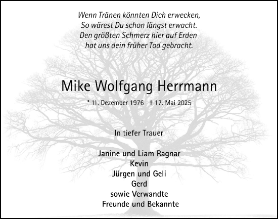 Anzeige von Mike Wolfgang Herrmann von  Anzeigen Echo 