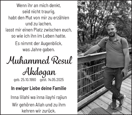 Anzeige von Muhammed Resul Akdogan von  EXPRESS - Die Woche 