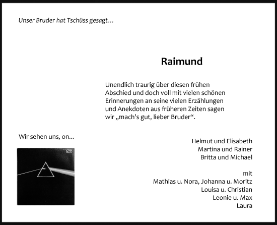Anzeige von Raimund  von Kölner Stadt-Anzeiger / Kölnische Rundschau / Express
