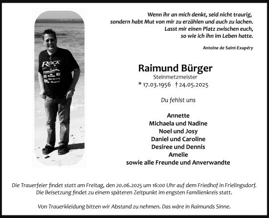 Anzeige von Raimund Bürger von Kölner Stadt-Anzeiger / Kölnische Rundschau / Express