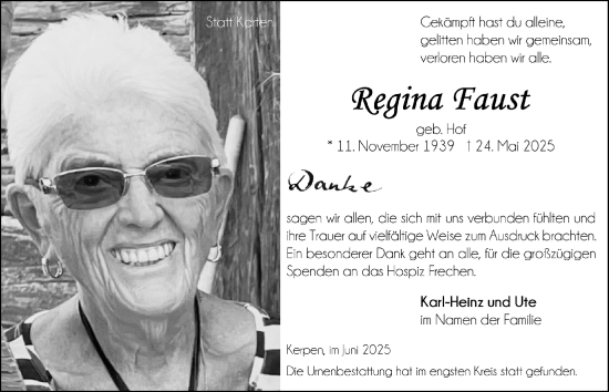 Anzeige von Regina Faust von  Werbepost 