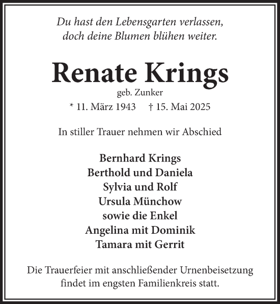 Anzeige von Renate Krings von  Werbepost 
