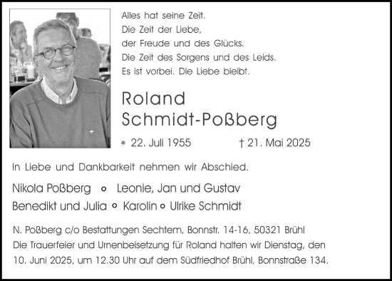 Anzeige von Roland Schmidt-Porberg von  Schlossbote/Werbekurier 