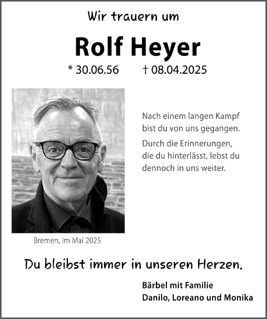 Anzeige von Rolf Heyer von  Werbepost 