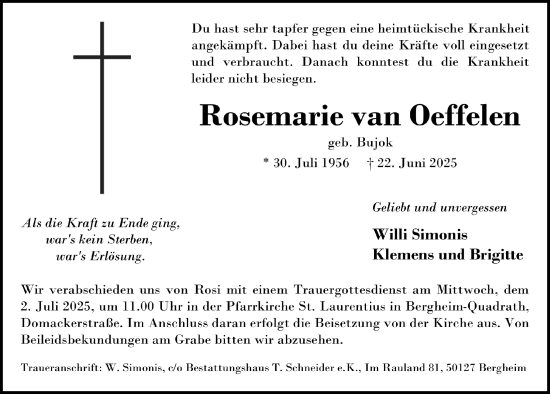 Anzeige von Rosemarie van Oeffelen von  Werbepost 