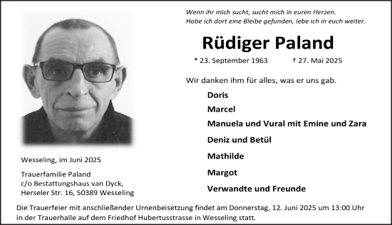 Anzeige von Rüdiger Paland von  Schlossbote/Werbekurier 