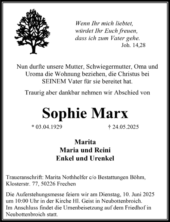 Anzeige von Sophie Marx von  Werbepost 