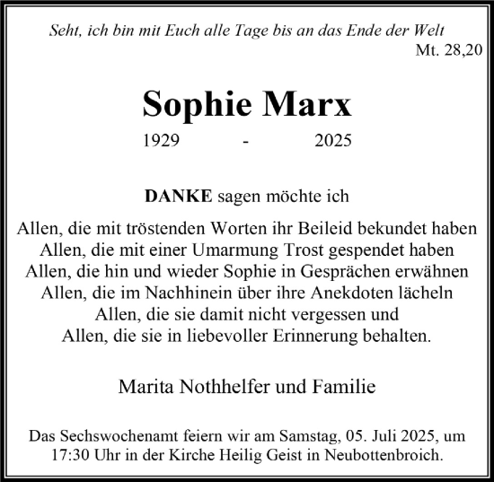 Anzeige von Sophie Marx von  Werbepost 