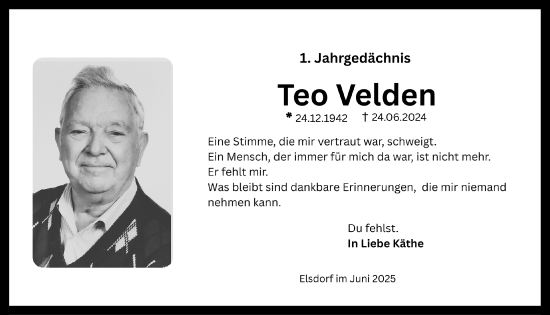 Anzeige von Teo Velden von  Werbepost 