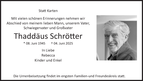 Anzeige von Thaddäus Schrötter von  Werbepost 