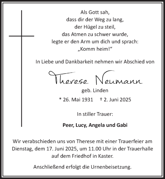 Anzeige von Therese Neumann von  Werbepost 