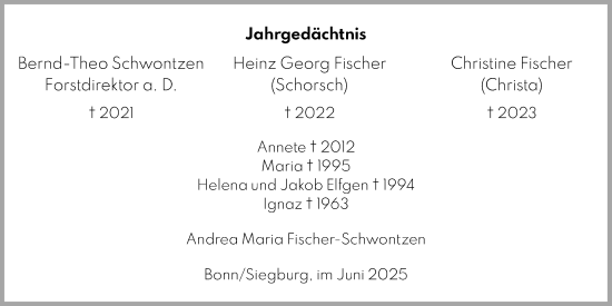 Anzeige von Totentafel vom 21.06.2025 von Kölner Stadt-Anzeiger / Kölnische Rundschau / Express