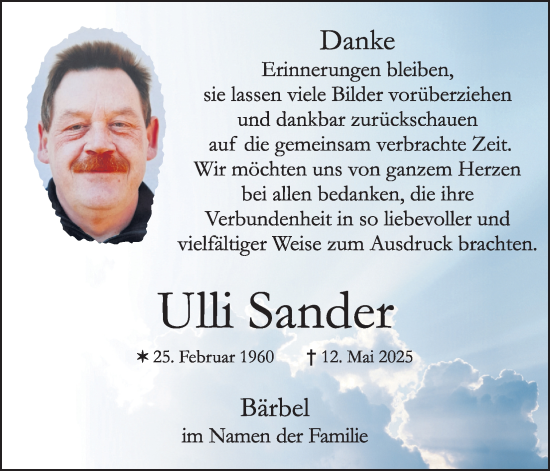 Anzeige von Ulli Sander von Kölner Stadt-Anzeiger / Kölnische Rundschau / Express