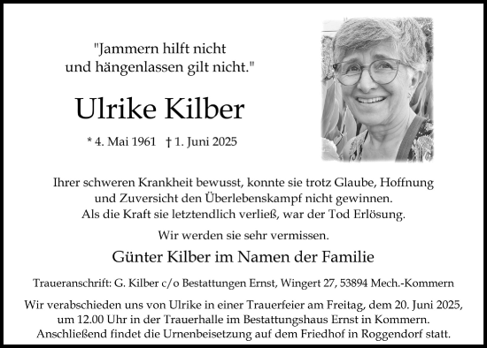 Anzeige von Ulrike Kilber von  Blickpunkt Euskirchen 
