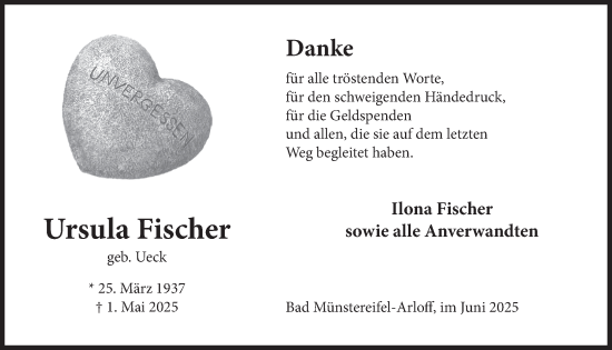 Anzeige von Ursula Fischer von  Blickpunkt Euskirchen 