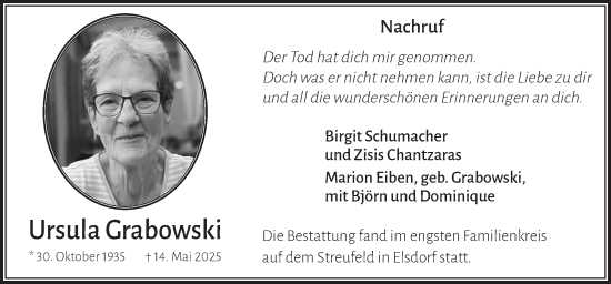 Anzeige von Ursula Grabowski von  Werbepost 