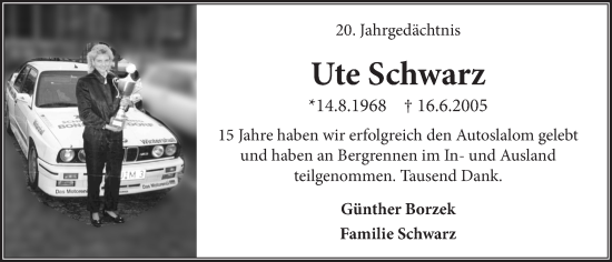 Anzeige von Ute Schwarz von  Schaufenster/Blickpunkt 