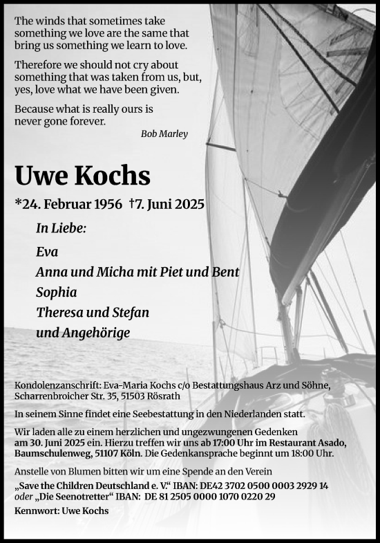 Anzeige von Uwe Kochs von Kölner Stadt-Anzeiger / Kölnische Rundschau / Express