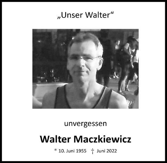 Anzeige von Walter Maczkiewicz von  Blickpunkt Euskirchen 