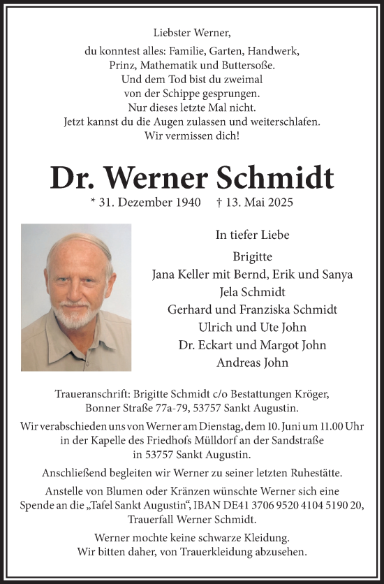 Anzeige von Werner Schmidt von  Extra Blatt 