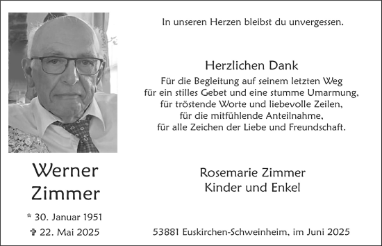 Anzeige von Werner Zimmer von  Blickpunkt Euskirchen 